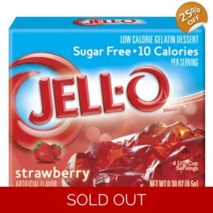 Jell-O - Strawberry Gelatin Dessert - Sugar Free Jelly - 8.5g Box